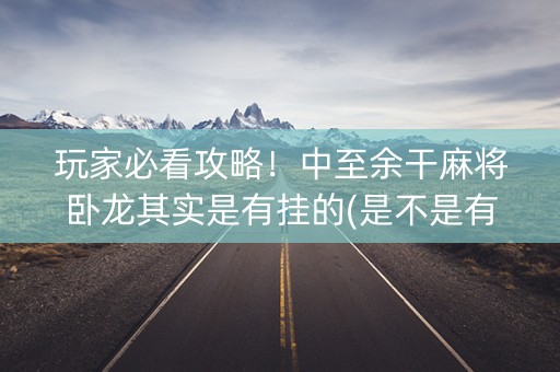 玩家必看攻略！中至余干麻将卧龙其实是有挂的(是不是有猫腻)