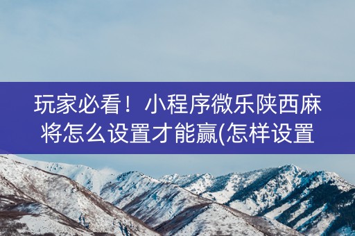 玩家必看！小程序微乐陕西麻将怎么设置才能赢(怎样设置才容易赢)