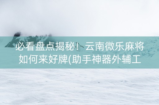 必看盘点揭秘！云南微乐麻将如何来好牌(助手神器外辅工具)