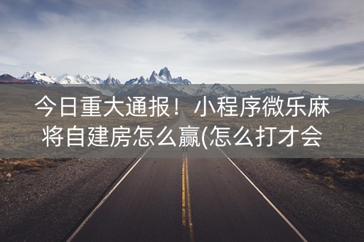 今日重大通报！小程序微乐麻将自建房怎么赢(怎么打才会赢)