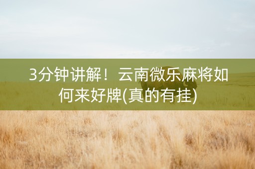 3分钟讲解！云南微乐麻将如何来好牌(真的有挂)