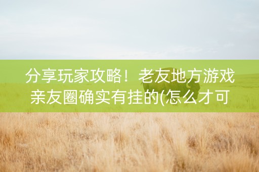 分享玩家攻略！老友地方游戏亲友圈确实有挂的(怎么才可以赢)