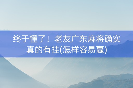 终于懂了！老友广东麻将确实真的有挂(怎样容易赢)