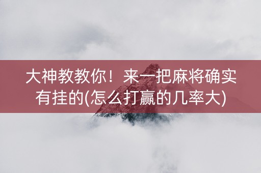 大神教教你！来一把麻将确实有挂的(怎么打赢的几率大)