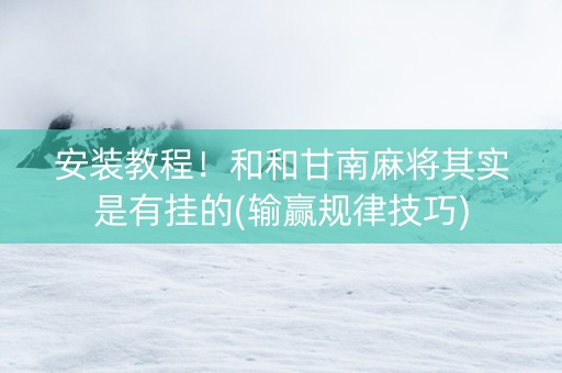 安装教程！和和甘南麻将其实是有挂的(输赢规律技巧)