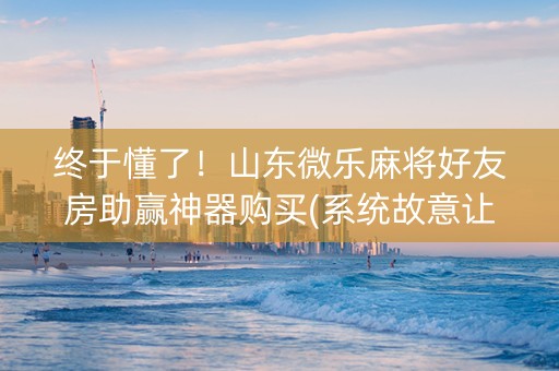 终于懂了！山东微乐麻将好友房助赢神器购买(系统故意让你输)