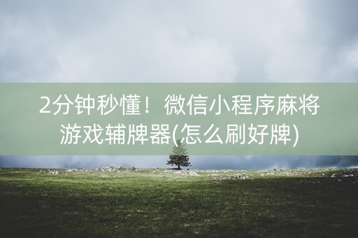 2分钟秒懂！微信小程序麻将游戏辅牌器(怎么刷好牌)