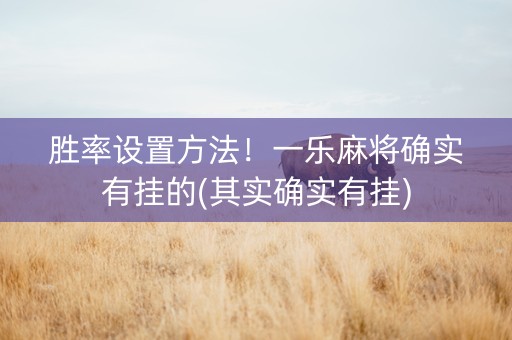 胜率设置方法！一乐麻将确实有挂的(其实确实有挂)