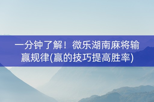 一分钟了解！微乐湖南麻将输赢规律(赢的技巧提高胜率)