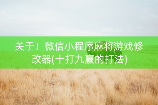 关于！微信小程序麻将游戏修改器(十打九赢的打法)