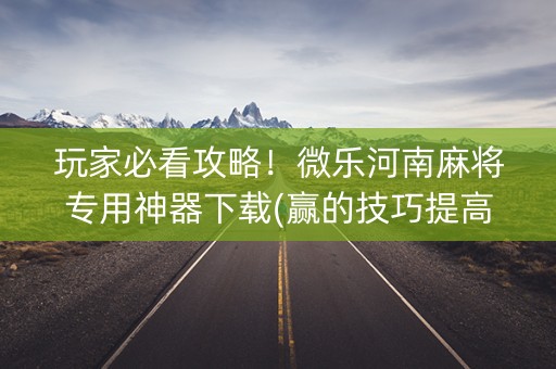 玩家必看攻略！微乐河南麻将专用神器下载(赢的技巧提高胜率)