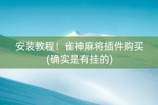 安装教程！雀神麻将插件购买(确实是有挂的)