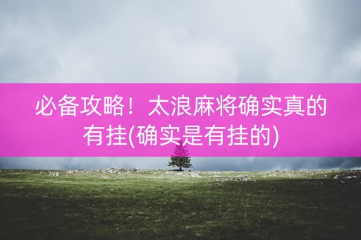必备攻略！太浪麻将确实真的有挂(确实是有挂的)