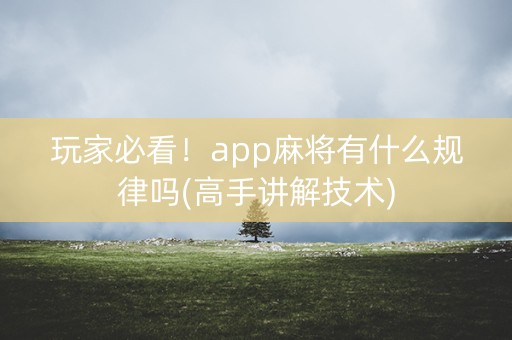 玩家必看！app麻将有什么规律吗(高手讲解技术)