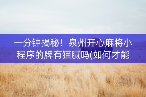 一分钟揭秘！泉州开心麻将小程序的牌有猫腻吗(如何才能赢)