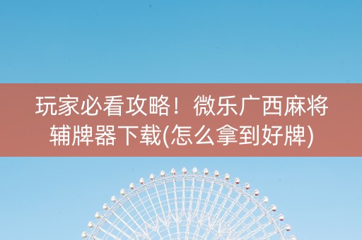 玩家必看攻略！微乐广西麻将辅牌器下载(怎么拿到好牌)