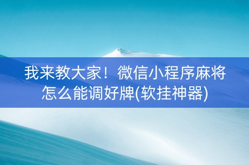 我来教大家！微信小程序麻将怎么能调好牌(软挂神器)