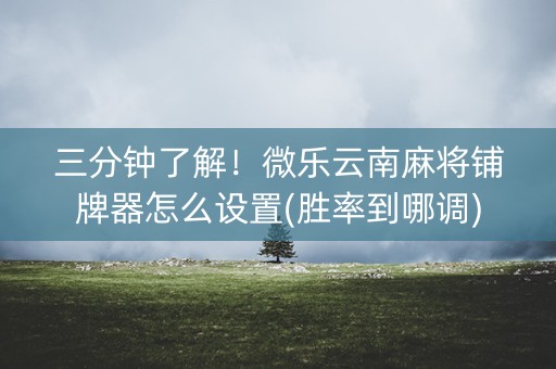 三分钟了解！微乐云南麻将铺牌器怎么设置(胜率到哪调)