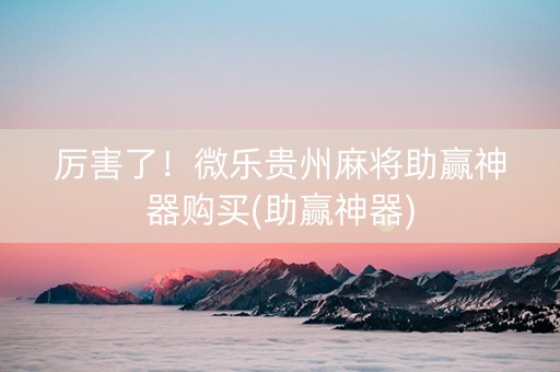 厉害了！微乐贵州麻将助赢神器购买(助赢神器)