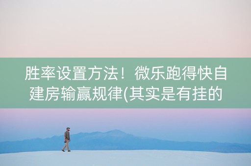 胜率设置方法！微乐跑得快自建房输赢规律(其实是有挂的)