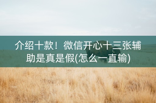 介绍十款！微信开心十三张辅助是真是假(怎么一直输)