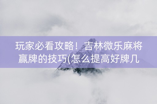 玩家必看攻略！吉林微乐麻将赢牌的技巧(怎么提高好牌几率)