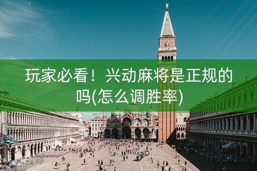 玩家必看！兴动麻将是正规的吗(怎么调胜率)