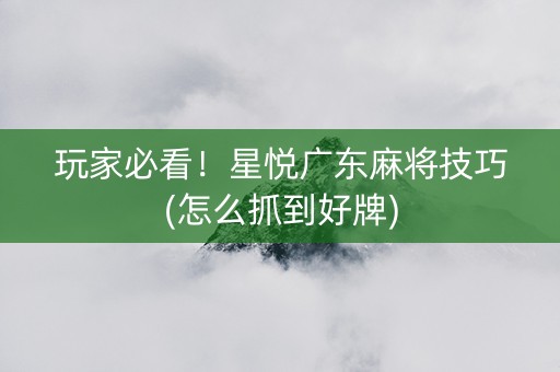 玩家必看！星悦广东麻将技巧(怎么抓到好牌)