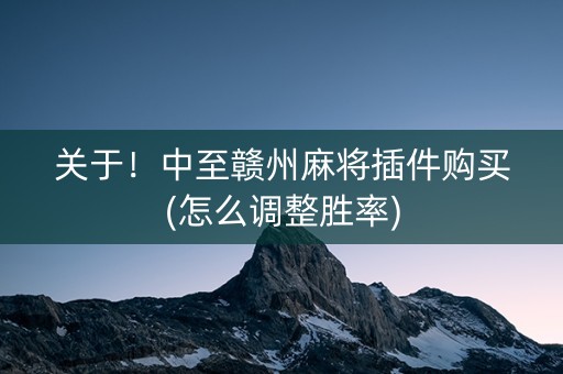 关于！中至赣州麻将插件购买(怎么调整胜率)