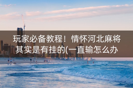 玩家必备教程！情怀河北麻将其实是有挂的(一直输怎么办)