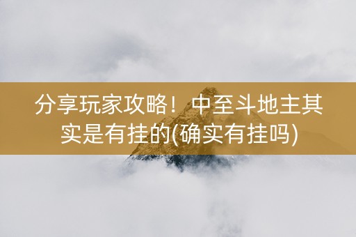 分享玩家攻略！中至斗地主其实是有挂的(确实有挂吗)