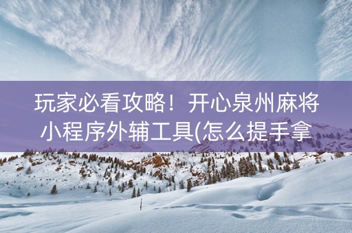 玩家必看攻略！开心泉州麻将小程序外辅工具(怎么提手拿好牌)