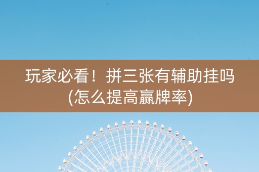玩家必看！拼三张有辅助挂吗(怎么提高赢牌率)