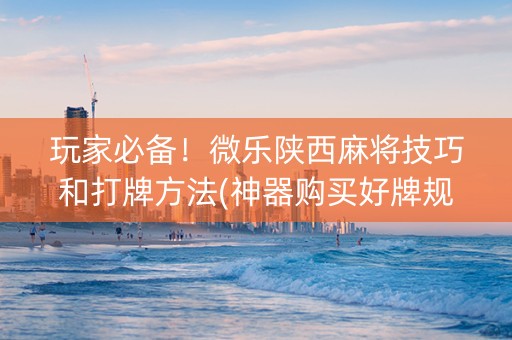 玩家必备！微乐陕西麻将技巧和打牌方法(神器购买好牌规律)