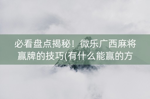 必看盘点揭秘！微乐广西麻将赢牌的技巧(有什么能赢的方法)