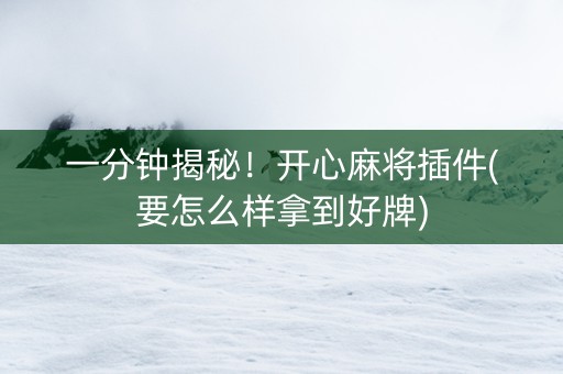 一分钟揭秘！开心麻将插件(要怎么样拿到好牌)