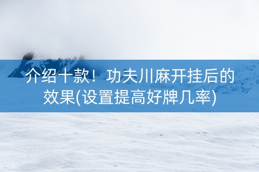 介绍十款！功夫川麻开挂后的效果(设置提高好牌几率)