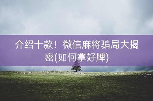 介绍十款！微信麻将骗局大揭密(如何拿好牌)