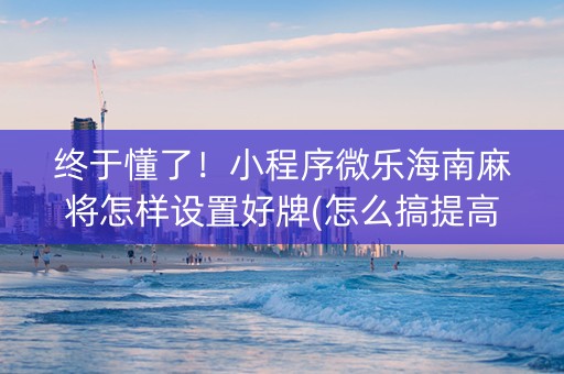 终于懂了！小程序微乐海南麻将怎样设置好牌(怎么搞提高胜率)
