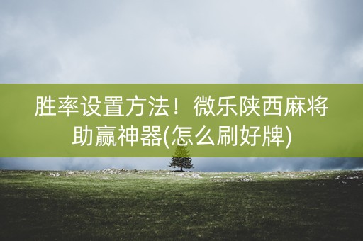胜率设置方法！微乐陕西麻将助赢神器(怎么刷好牌)