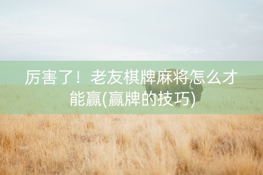 厉害了！老友棋牌麻将怎么才能赢(赢牌的技巧)