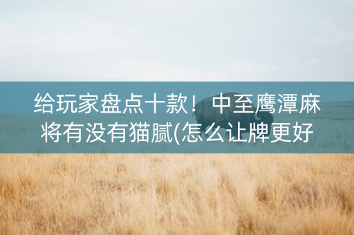 给玩家盘点十款！中至鹰潭麻将有没有猫腻(怎么让牌更好)