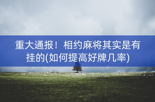重大通报！相约麻将其实是有挂的(如何提高好牌几率)
