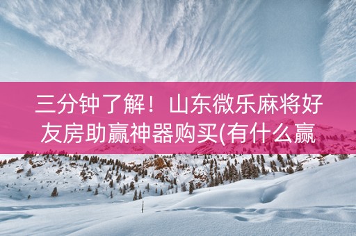 三分钟了解！山东微乐麻将好友房助赢神器购买(有什么赢的技巧)
