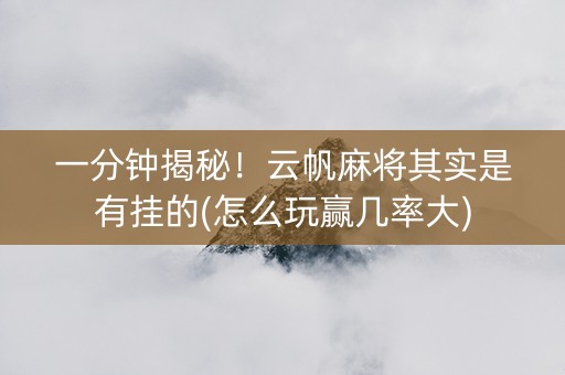 一分钟揭秘！云帆麻将其实是有挂的(怎么玩赢几率大)