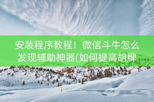 安装程序教程！微信斗牛怎么发现辅助神器(如何提高胡牌率)
