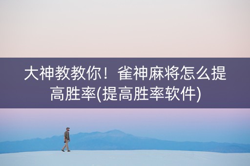 大神教教你！雀神麻将怎么提高胜率(提高胜率软件)