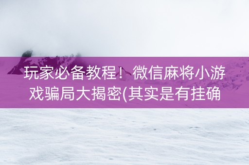 玩家必备教程！微信麻将小游戏骗局大揭密(其实是有挂确实有挂)