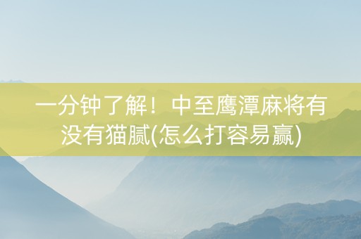 一分钟了解！中至鹰潭麻将有没有猫腻(怎么打容易赢)