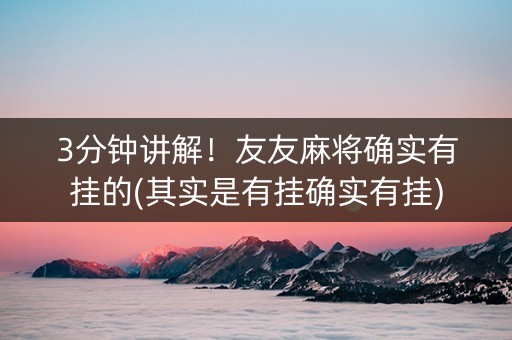 3分钟讲解！友友麻将确实有挂的(其实是有挂确实有挂)